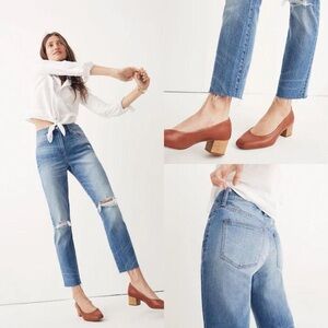 Madewell High-Rise Slim Boyjean Raw Hem 23 Like New